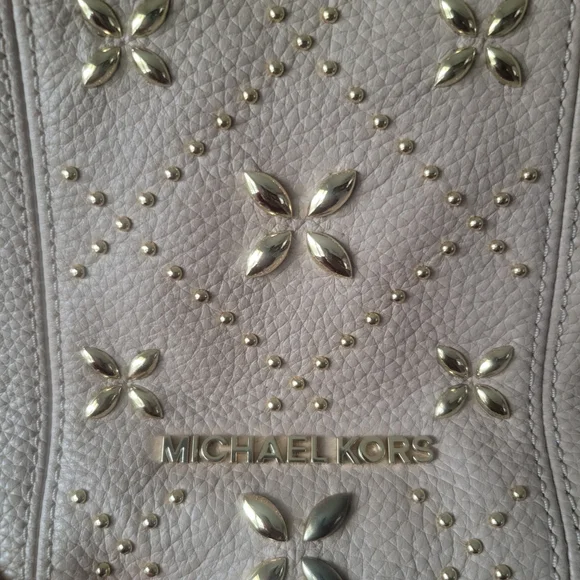 Michael Kors Beige Leather Shoulder Large Tote Bag Purse - Picture 5 of 11